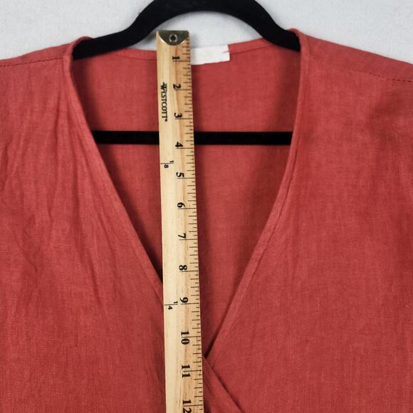 Scandal Made in Italy 100% Linen Wrap Top Women’s SZ M Salmon Colorway Long Slvs - Picture 12 of 15